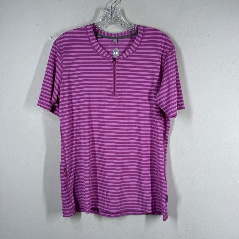 CLUB RIDE Glory Nirvana Pink Striped 1/4 Zip Cycling Bike Jersey Womens Sz L